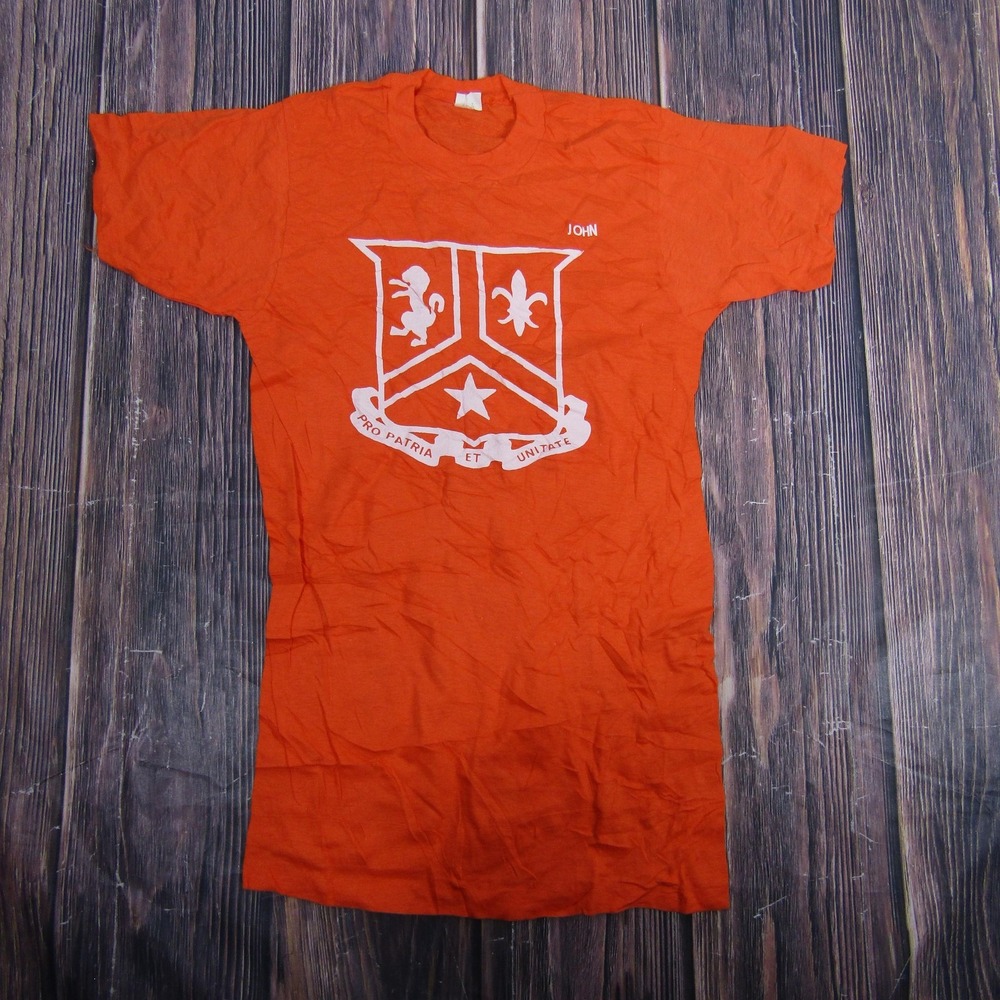 Vintage 101st Signal Battalion Shirt Mens Small Orange Army Single Stitch 80s